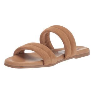 Steve Madden Wizen Sandal Tan Suede Textured Leather Slide Slip-On Flat 8‎